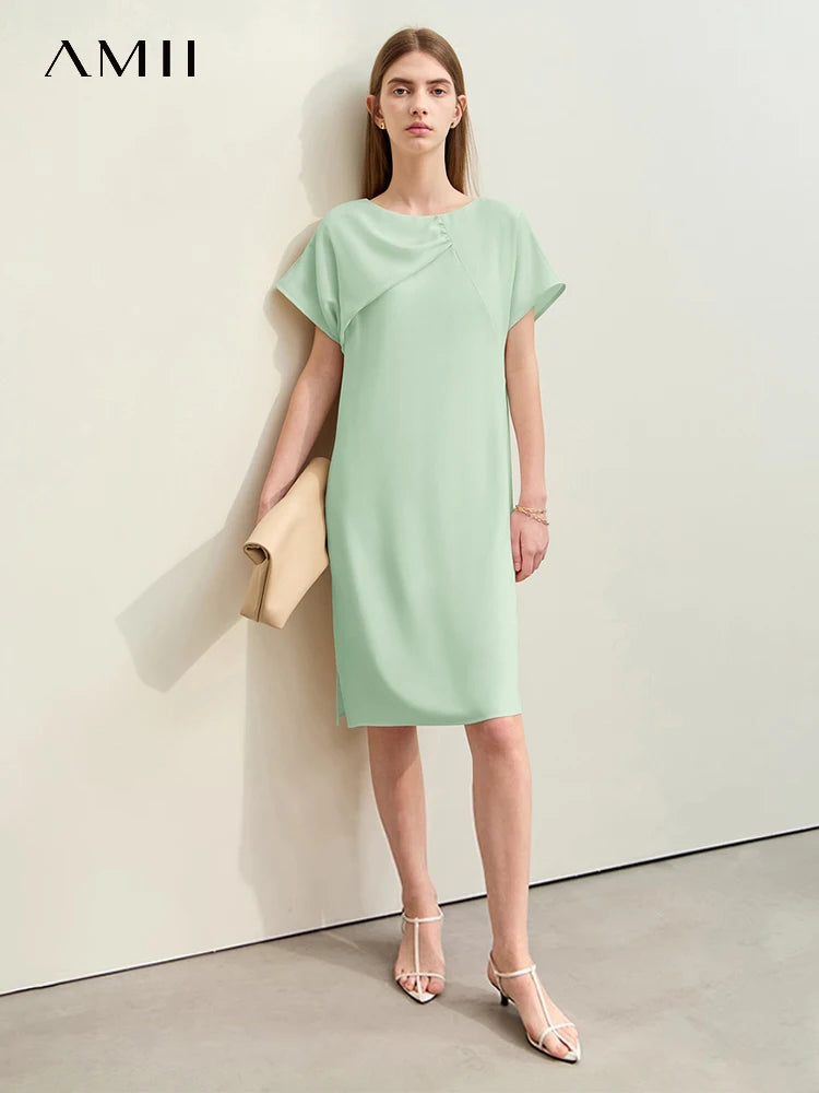 Elegantes Plissee-Kleid Für Damen Kurzarm Aus Chiffon