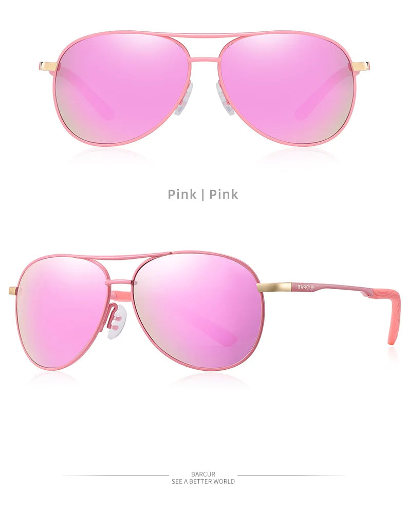 Damen-Sonnenbrille oval Edelstahl Pilot Farbverlauf polarisiert Spiegel
