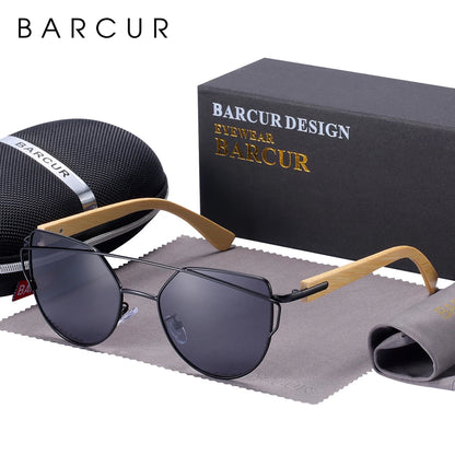 Damen-Sonnenbrille Holz Katzenauge polarisiert Luxus Geschenkbox