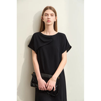 Elegantes Plissee-Kleid Für Damen Kurzarm Aus Chiffon