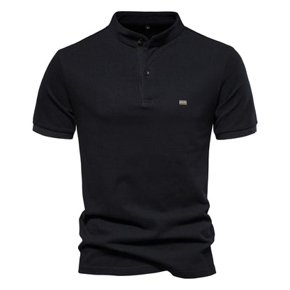Herren Poloshirt aus Baumwolle in einfarbig mit klassischem Design für Freizeit und Business