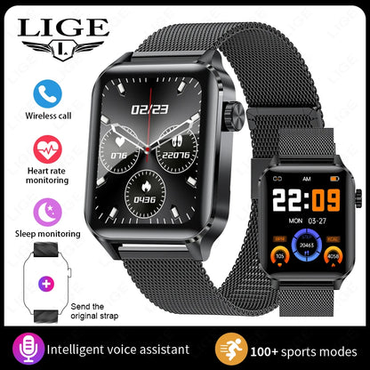 LIGE Für Android IOS Neue 1,85 "Smart Uhr Männer Bluetooth Anruf Sport Smartwatch Frauen Herz Rate Blut Sauerstoff Monitor uhr 2025