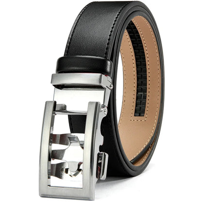 Herren Echtleder-Gürtel Hohles Muster Automatik-Schnalle Unisex 3,5 cm