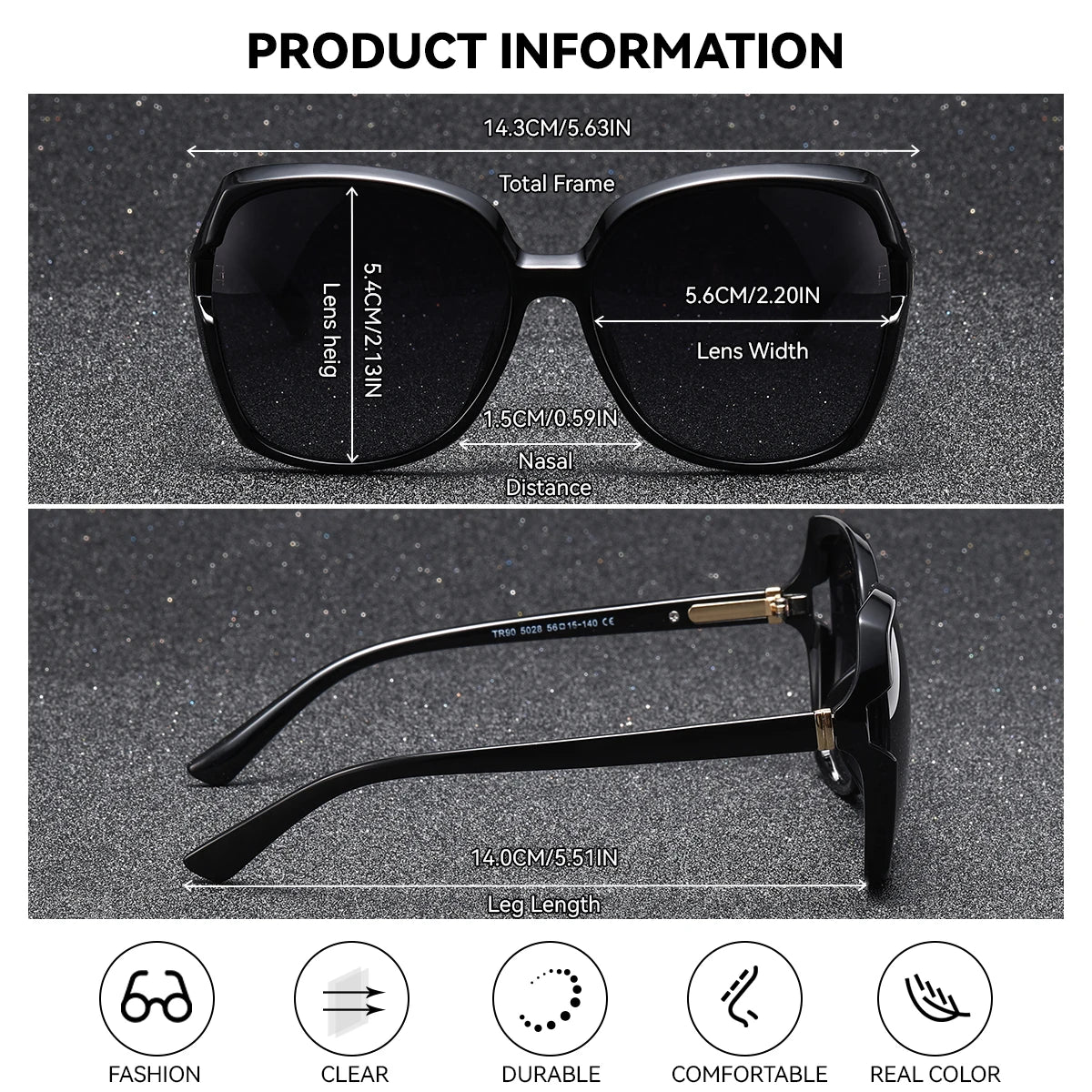 Damen-Sonnenbrille Schmetterling oval großer Rahmen UVA/B polarisiert