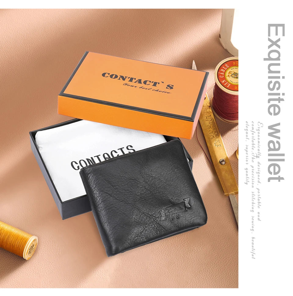 Herren Echtleder Geldbörse Vintage Trifold Haspe Reißverschluss Kartenhalter Geldclip