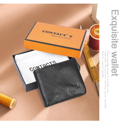 Herren Echtleder Geldbörse Vintage Trifold Haspe Reißverschluss Kartenhalter Geldclip