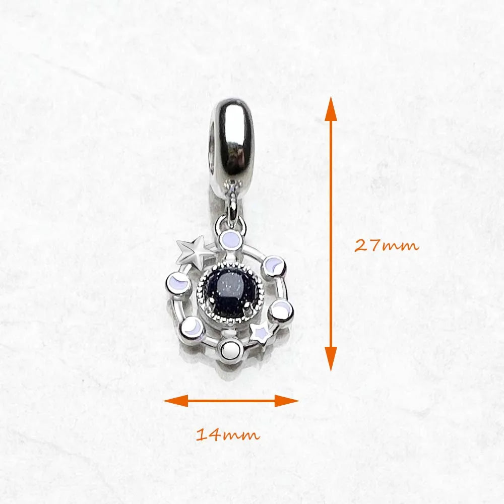Damen-Charm-Anhänger Mondphasen handgefertigt II aus Sterlingsilber