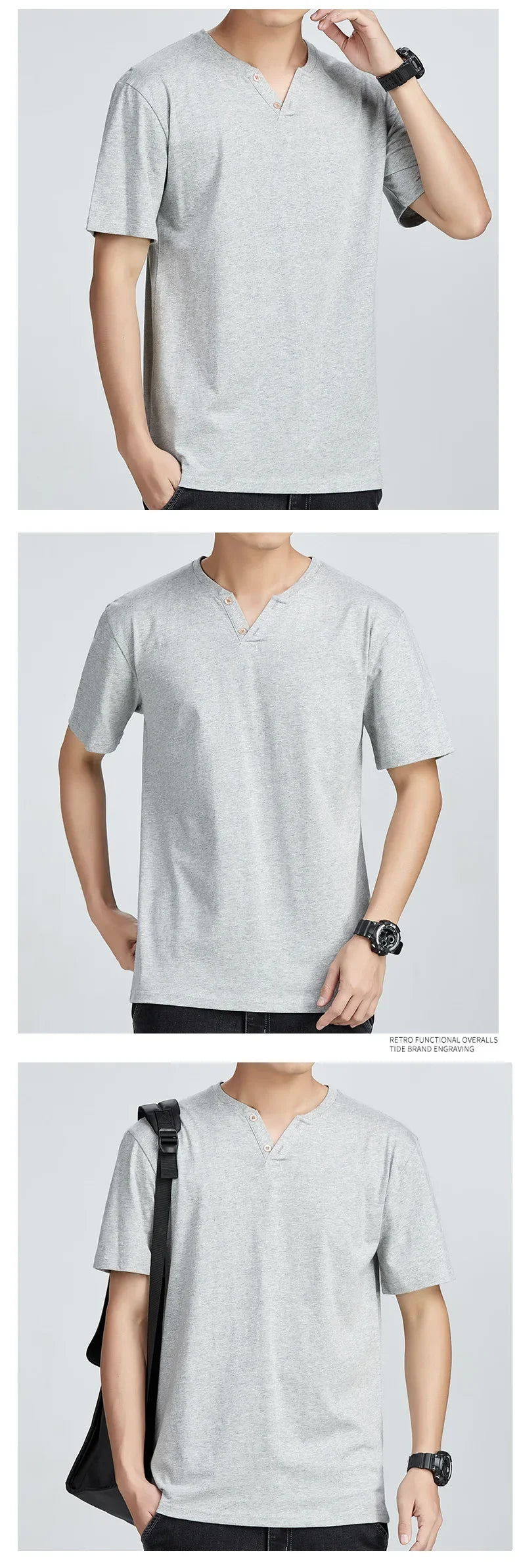 Leichtes Herren-T-Shirt mit Waffelstruktur, Farbblock-Design und Rundhalsausschnitt – kurzärmelig und gepolstert