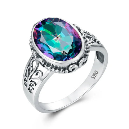 Damen-Ring aus Gold mit ovalem Granatstein 10x14 mm handgefertigtes Schmuckstück im markantem Design