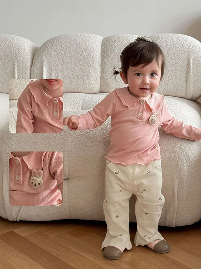 Mädchen Hemd mit süßem 3D Bunny und Kragen für Kinder von 9M bis 5T