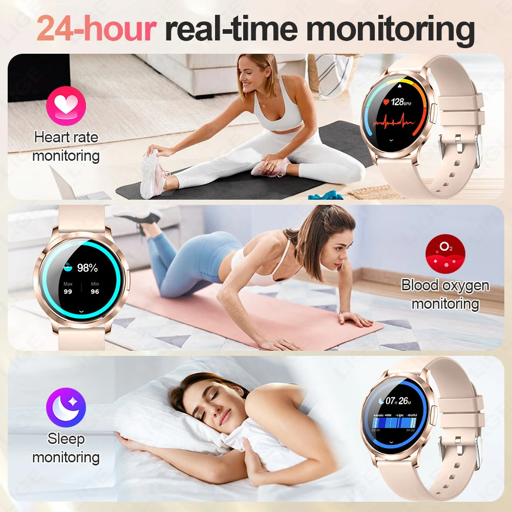 Damen Smartwatch mit 1,32 Zoll Touchscreen für Sport und Fitness