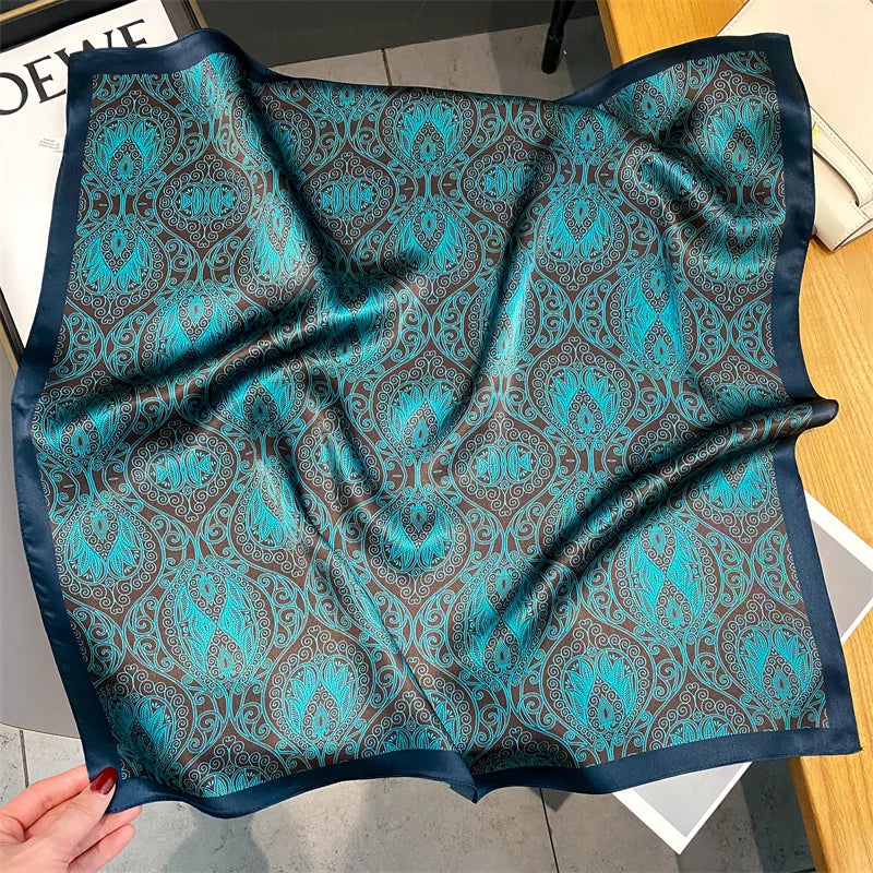 Damen Seidenschal quadratisch Halstuch Bandana Hijab Pashmina Stirnband D
