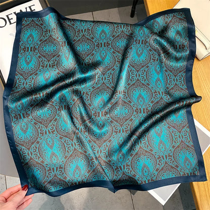 Damen Seidenschal quadratisch Halstuch Bandana Hijab Pashmina Stirnband D