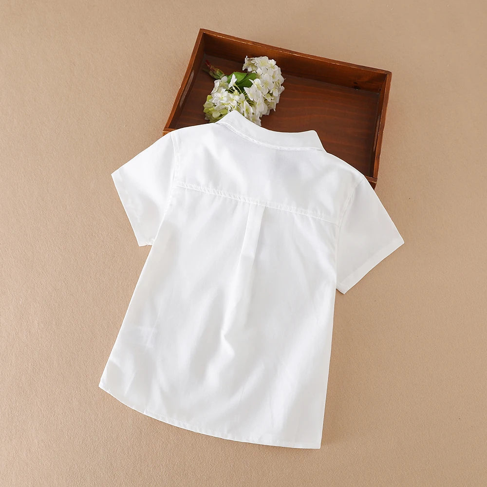 Jungen Sommer hemd neue Kinder Baumwolle Kleidung Schuluniform Kinder Turn-Down-Kragen Kurzarm Kleidung 5-12 Jahre