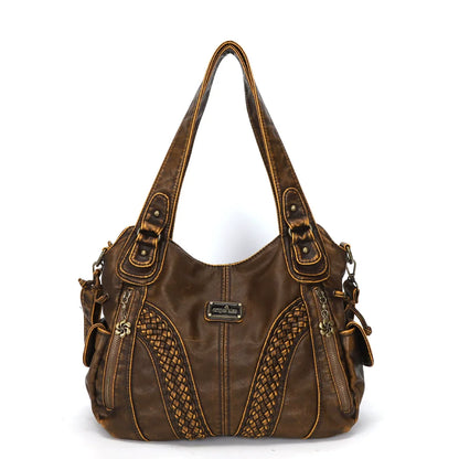 Damen-Schultertasche aus PU mit Mehrfachfächern, Reißverschluss und geräumigem Innenraum