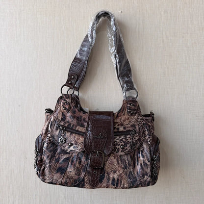 Damen-Handtasche aus PU-Kunstleder mit Top-Handle, Reißverschluss und Mehrfachfächern