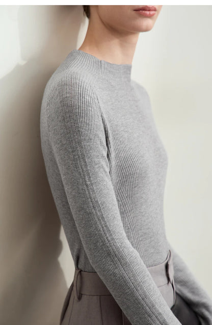 Damen-Halbrollkragen-Pullover Slim Raglan Wolle-Mix Herbst-Winter