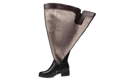 AIYUQI Women's Over Knee Boots Winter Fashion Middle Heel Fur Long Boots Women Genuine Leather Rider Boots Ladies