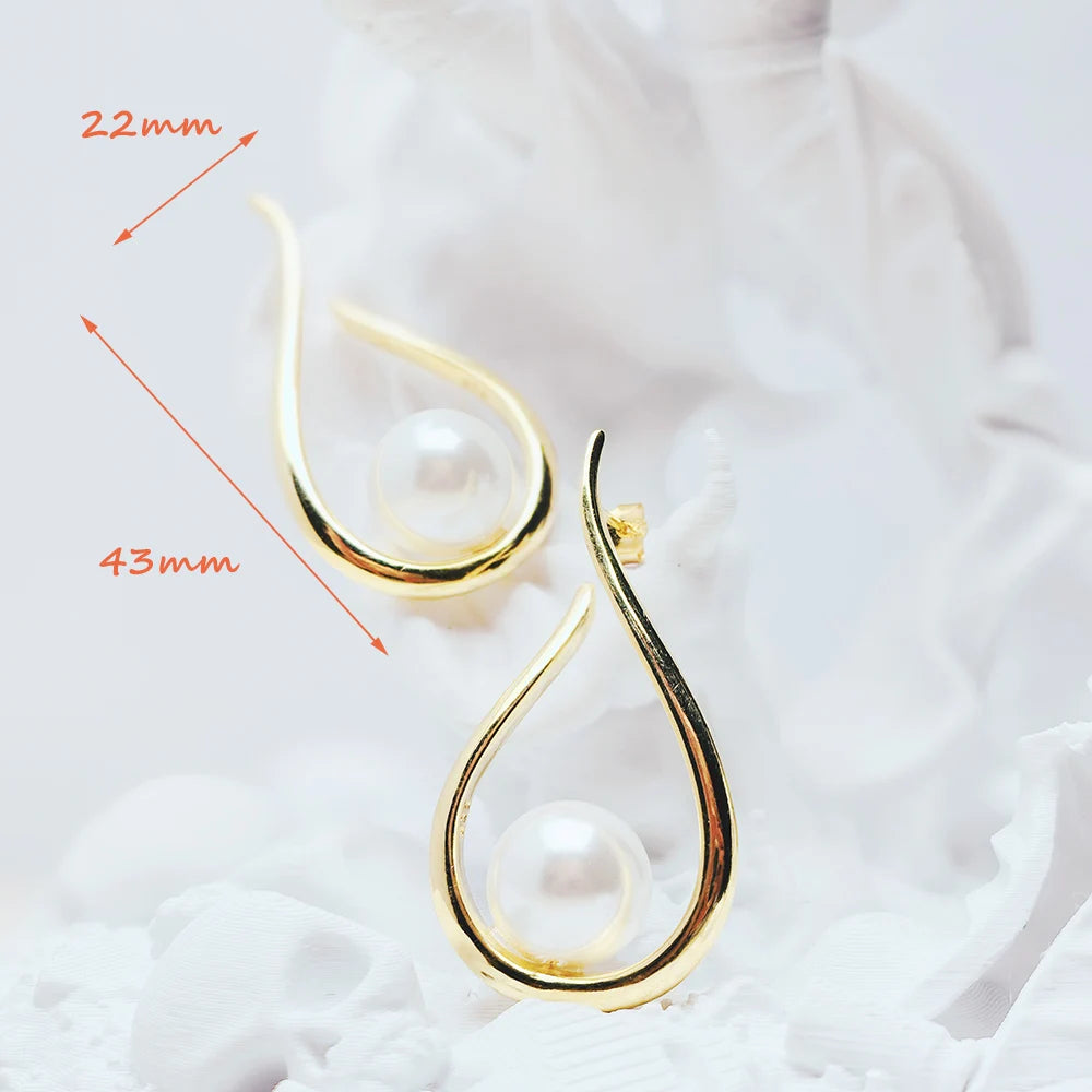 Damen-Ohrtropfen Perle Wassertropfen vergoldet Vintage aus Sterlingsilber