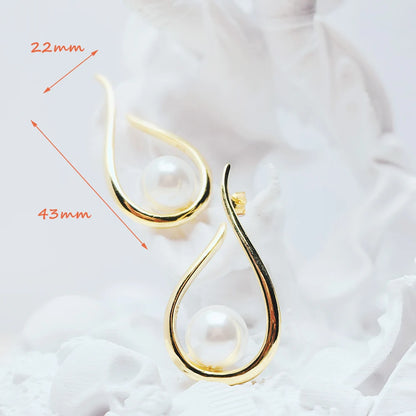 Damen-Ohrtropfen Perle Wassertropfen vergoldet Vintage aus Sterlingsilber