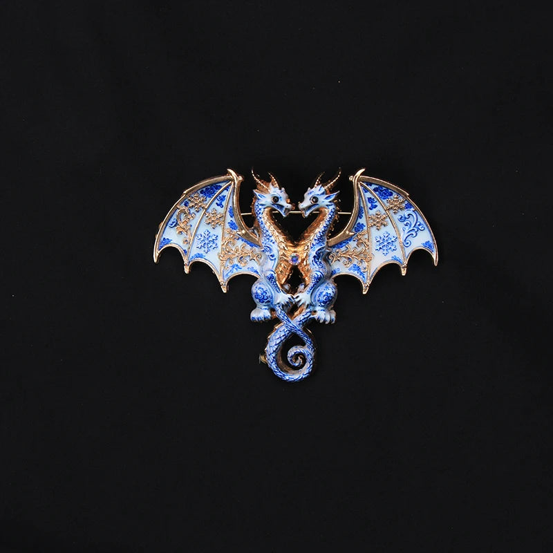 Brosche Emaille Porzellan Drache Schmetterling Frosch Krabbe Tier Reversnadel