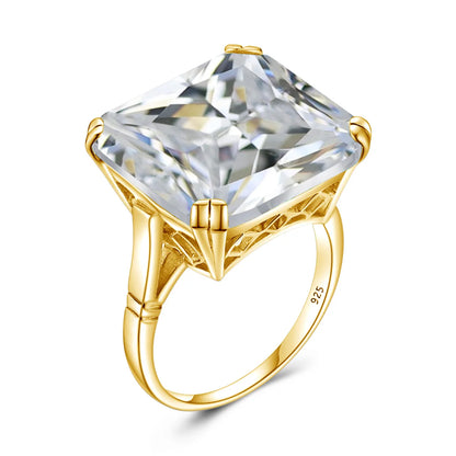 Damen-Ring aus Silber 925 mit Großem Quadratischem Citrin-Stein im Signet-Stil für Hochzeit und Festliche Anlässe