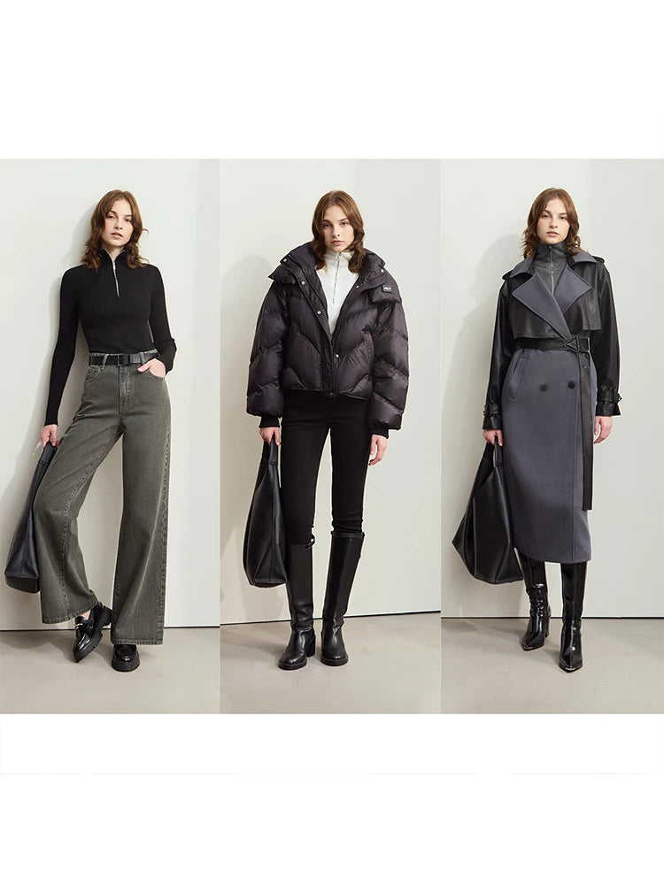 Damen-Strickjacke Stehkragen Reißverschluss Slim Streetwear Winter