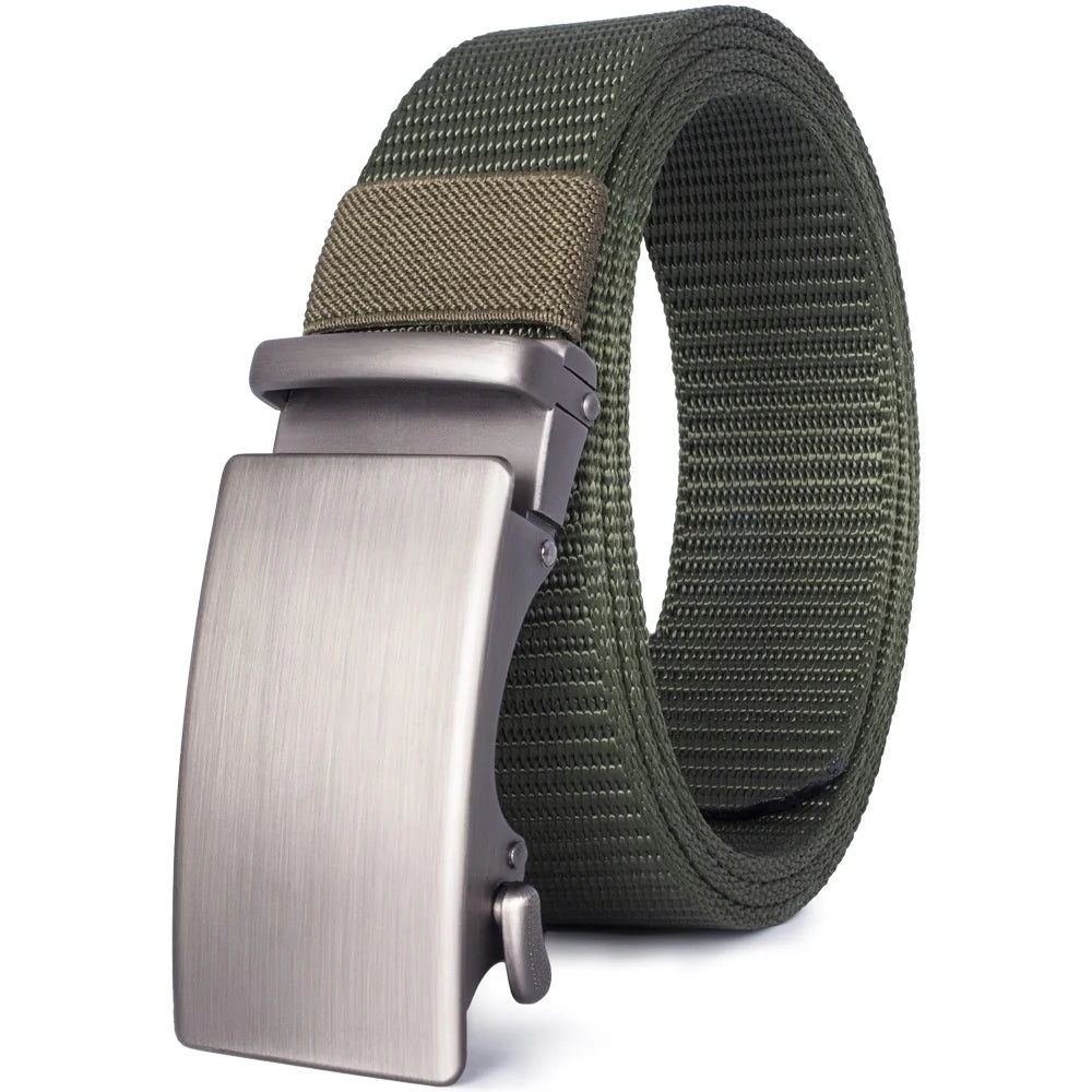 Herren Nylon Canvas-Gürtel Schnellverschluss Casual Army 3,6 cm