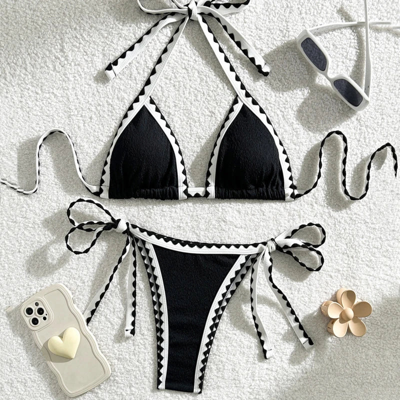 Verführerisches Damen-Bikini-Set in Unifarben – ideal für Strand und Pool