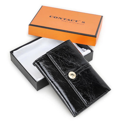 Damen Echtleder Kartenetui Vintage RFID Münzfach dreifach faltbar Kurzgeldbörse