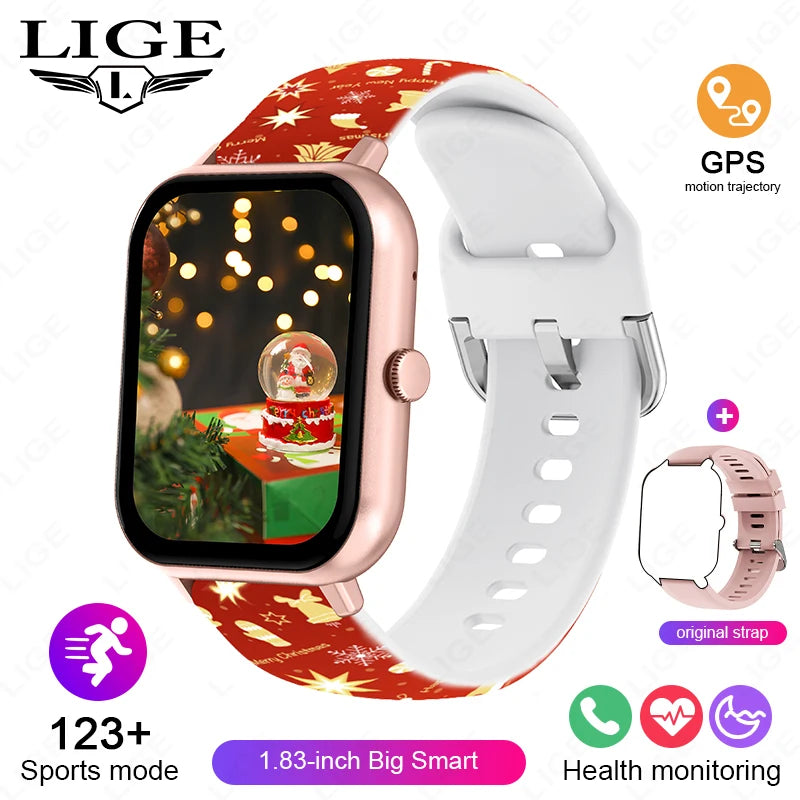LIGE Multifunktions-Smartwatch für Männer und Frauen, Bluetooth, Anruf, Nachricht, Erinnerung, Sport, Schritt, Kalorien, Smartwatch, Weihnachtsarmband