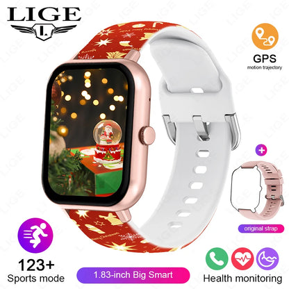 LIGE Multifunktions-Smartwatch für Männer und Frauen, Bluetooth, Anruf, Nachricht, Erinnerung, Sport, Schritt, Kalorien, Smartwatch, Weihnachtsarmband