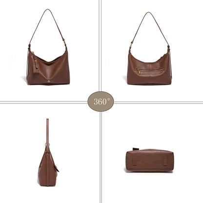 Damen Hobo Tasche Aus Echtem Leder Im Vintage Stil Mit Großer Kapazität