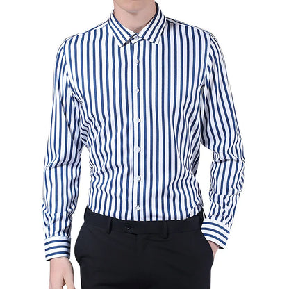 Langarm-Hemd für Herren in Weiß – formell und lässig, koreanischer Stil mit Tasche, ideal für Business und Freizeit.