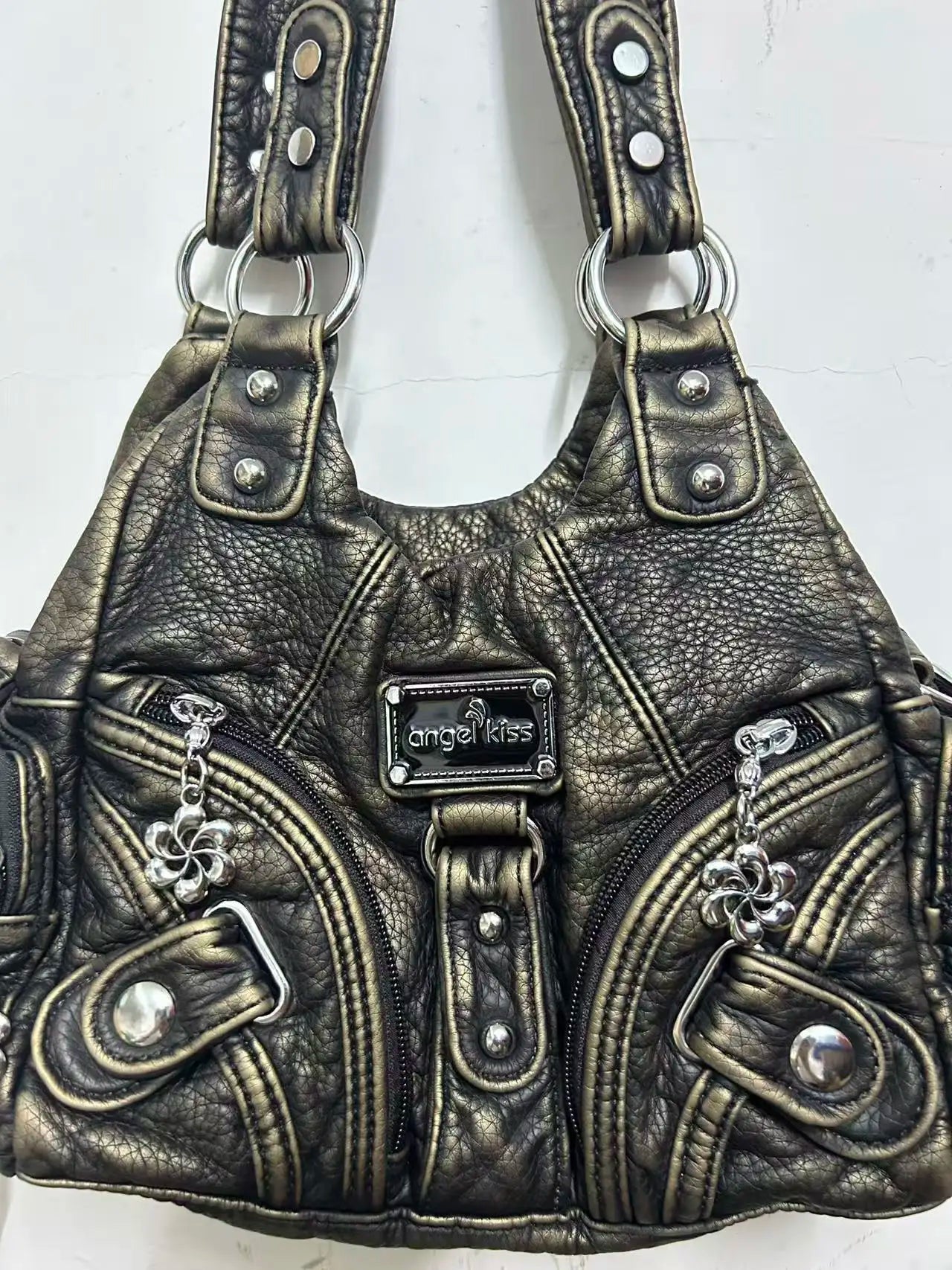Damen Schultertasche Leopard-Print mit Mehrfachfächern und weichem Oberflächenfinish