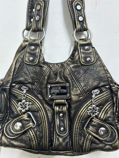 Damen Schultertasche Leopard-Print mit Mehrfachfächern und weichem Oberflächenfinish