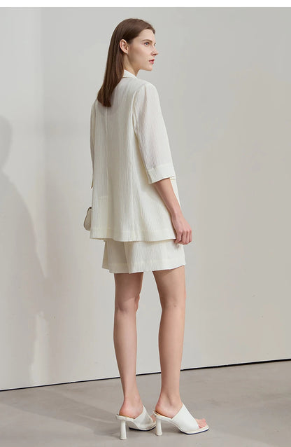 Damen Blazer Shorts aus leichtem Material für den Sommer 2025 mit Taschen