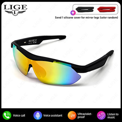 LIGE Smart Bluetooth 5.4 Brille zum Musikhören, Telefonanrufe, Radfahren, Sport, Kopfhörer, UV-Schutz, Sonnenbrille für Männer und Frauen