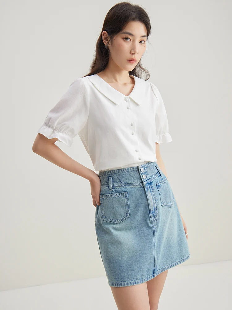 Französischer Stil Bluse mit Laternenärmeln und einzigartigem Design – Elegantes, figurbetontes Oberteil für Büro und Freizeit