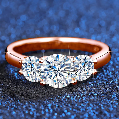 Damen-Ring Mit Moissanit Drei-Stein-Anordnung Totem-Design 2 Ct Sterlingsilber 925 Schmuck