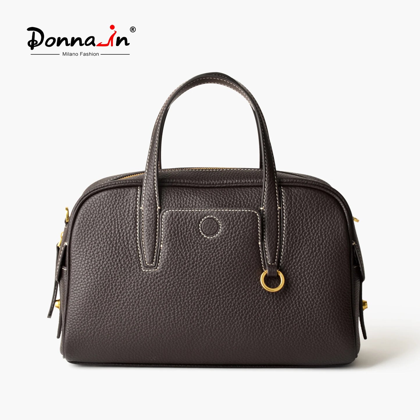 Echtleder Damen-Top-Handle Bowling-Handtasche