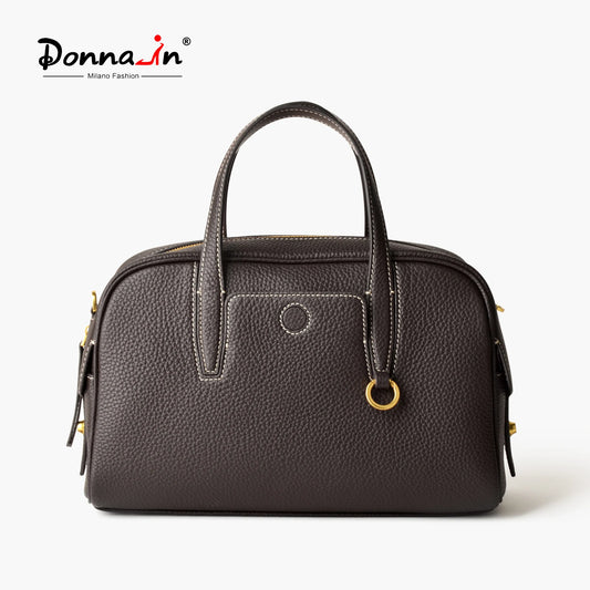 Echtleder Damen-Top-Handle Bowling-Handtasche