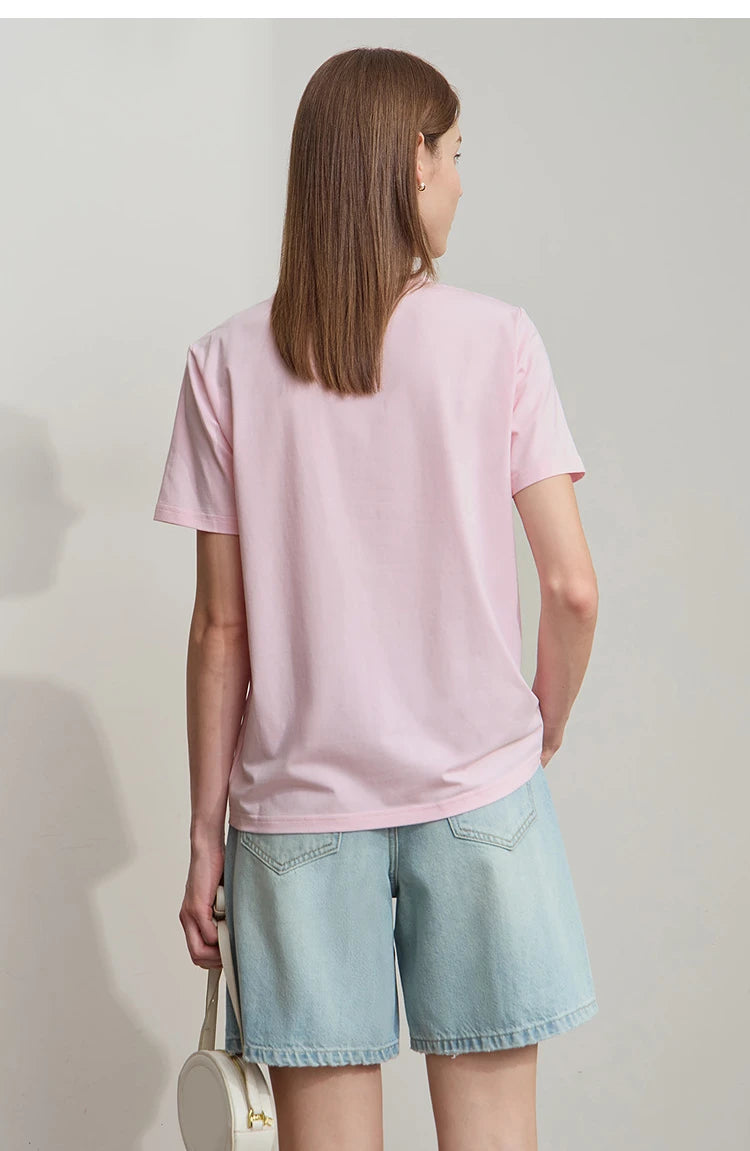 Damen T-Shirt aus Eisprozellan mit Rundhalsausschnitt und antibakteriellen Eigenschaften