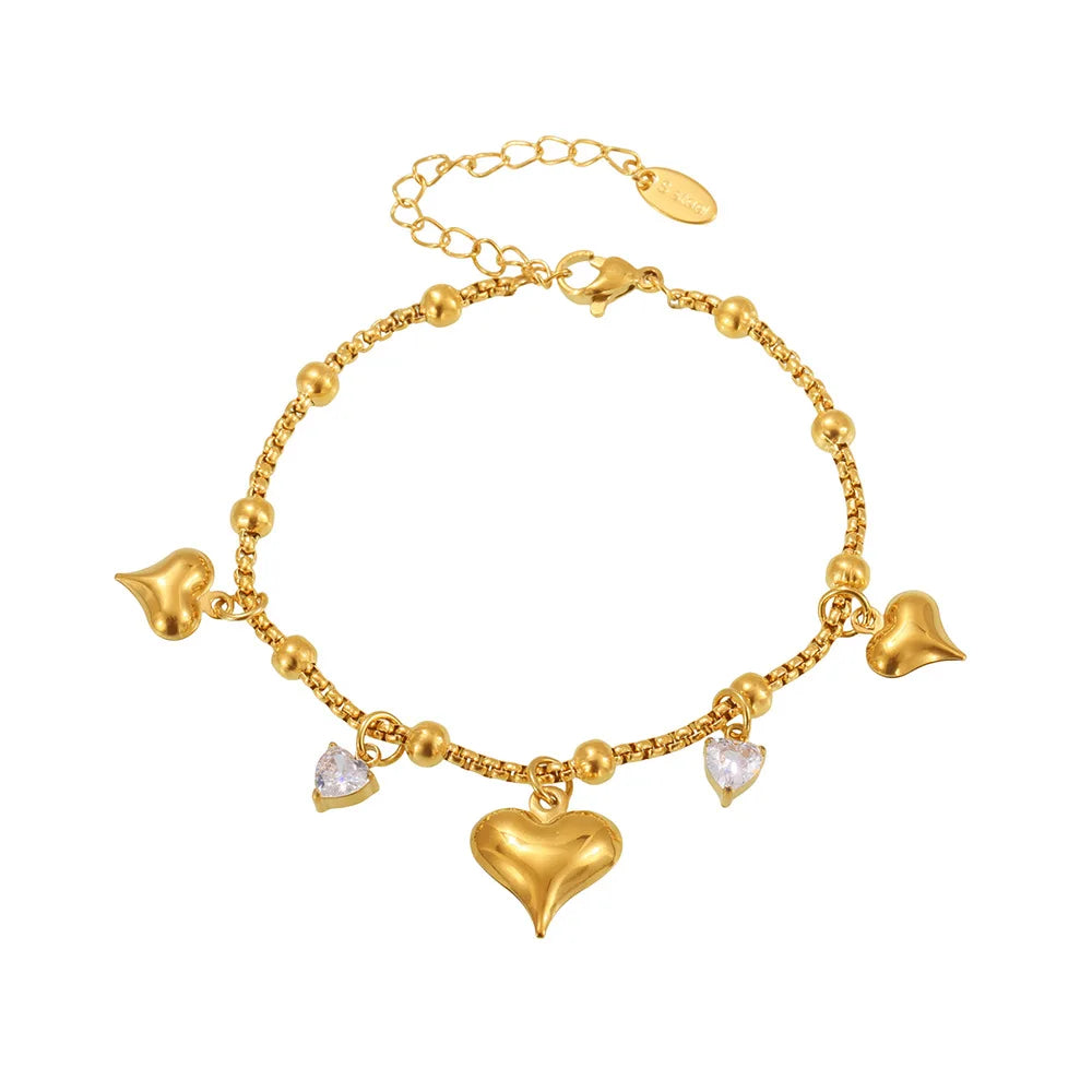 Damen-Armband mit Herz-Zirkonia aus Edelstahl