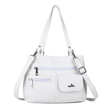 Damen-Handtasche Vintage Schultertasche mit Mehrfachfächern und große Kapazität für iPad und Smartphone