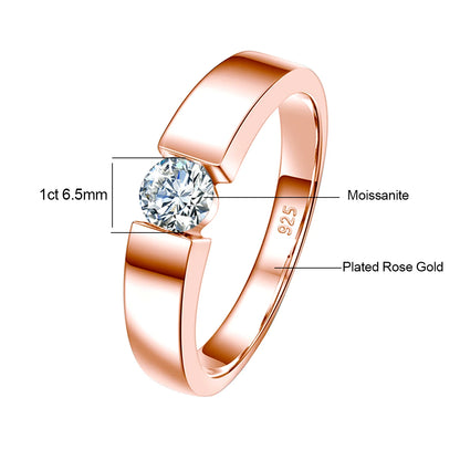 Unisex-Ring aus Silber 925 mit Moissanite 0,5–1 Karat Zertifiziert für Hochzeit und Verlobung