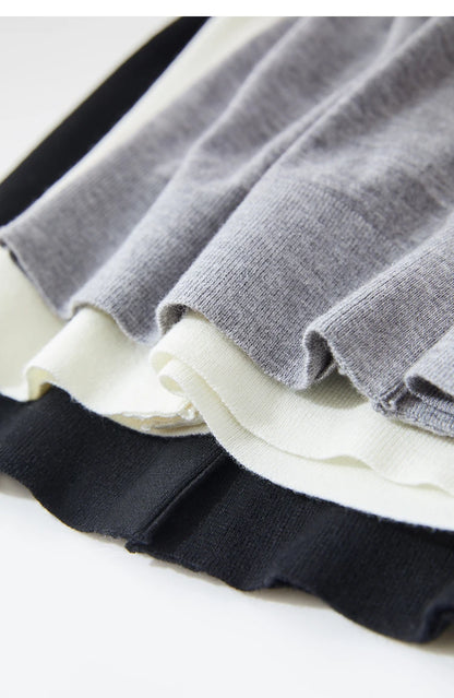 Damen-Strickjacke Rundhals Wolle Metallknopf dünn Büro Herbst