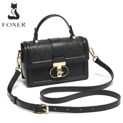 Damen Top-handle Tasche aus Split Leder mit Diamant-Gitter