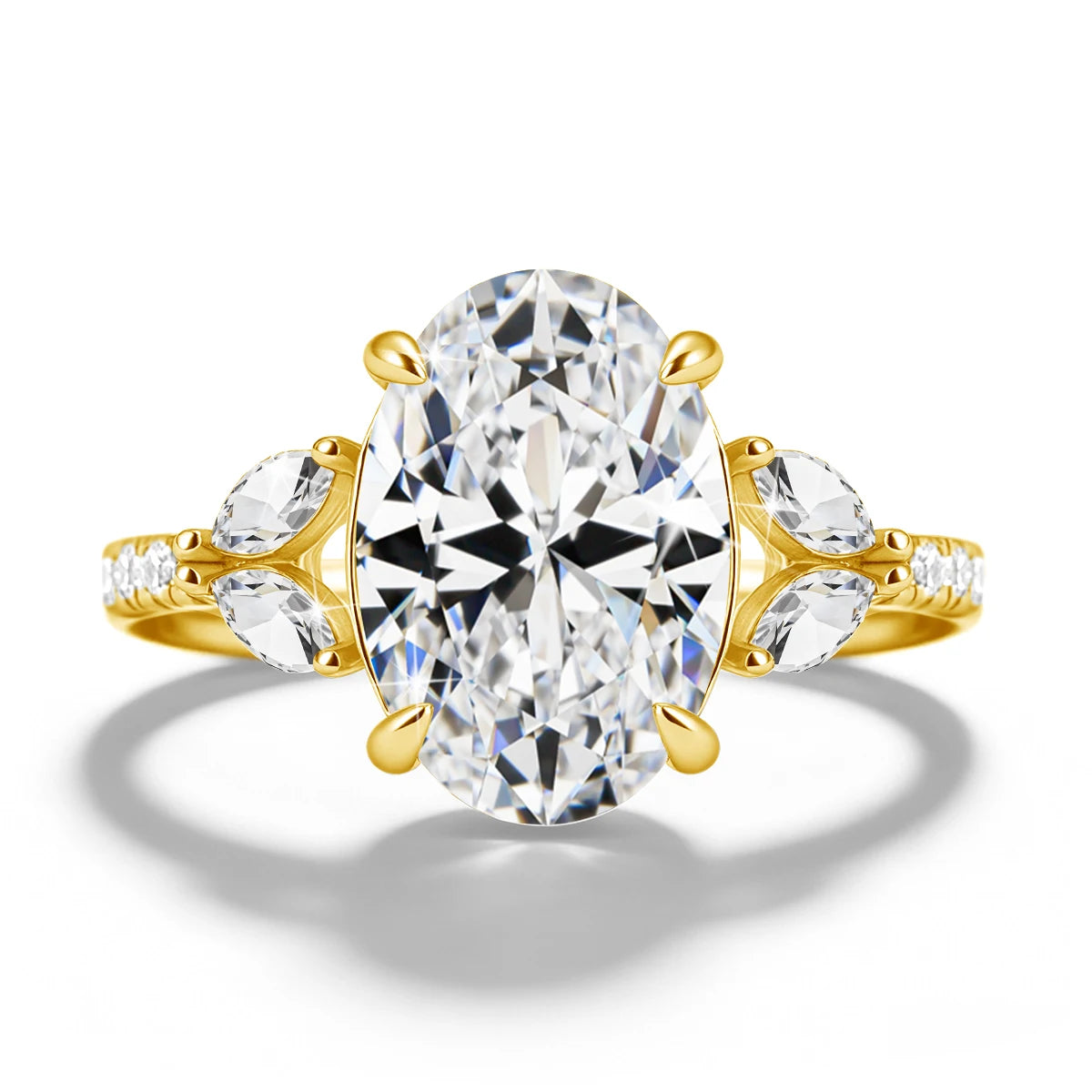 Damen-Verlobungsring Moissanit Oval 4,5 Karat Aus Sterling-Silber Verlobungs- und Alltagsschmuck