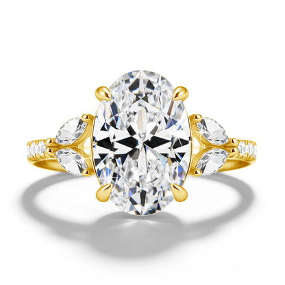 Damen-Verlobungsring Moissanit Oval 4,5 Karat Aus Sterling-Silber Verlobungs- und Alltagsschmuck